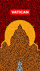Unique Vatican City Silhouette of HandDrawn Illustration of St Peter's Basilica