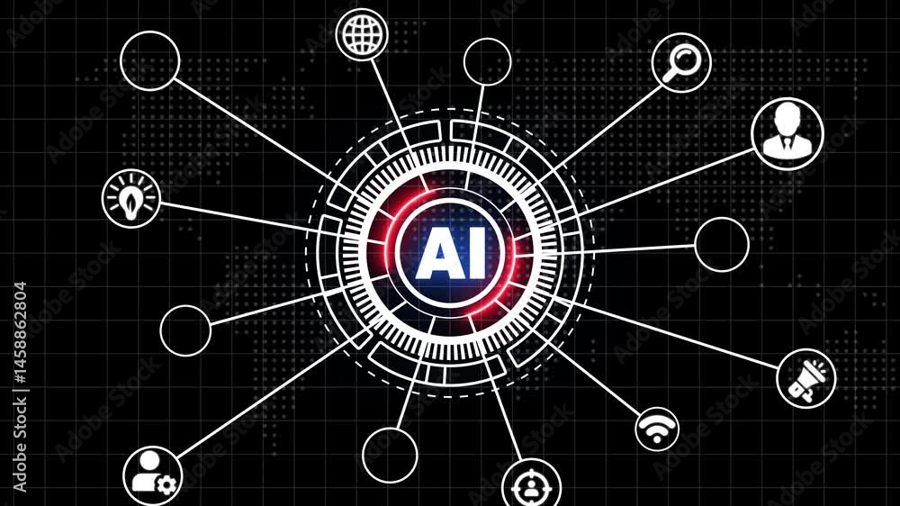 Poster ai learning and artificial intelligence concept. business, modern technology, internet and networkin