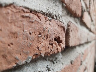 Red bricks inside the old house.