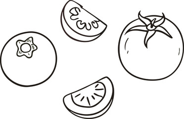 Tomato ring style veggie icons vector illustration