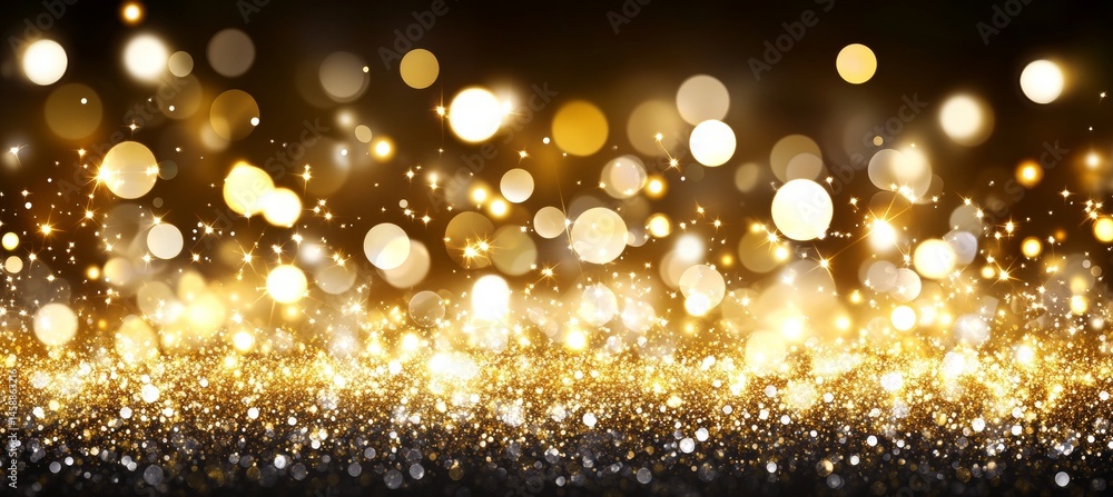 Aufkleber glittering gold bokeh background a festive abstract design with sparkling light particles