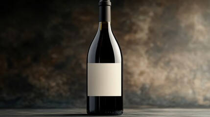 Fototapeta premium Elegant red wine bottle mockup blank label dark background studio shot perfect for your design
