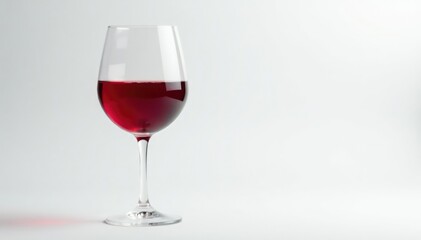 Single glass of ruby red wine on pure white backdrop , vino, merlot