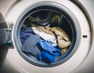 Clothes inside the washing machine