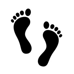 Vector simple human black bare footprints isolated on white background
