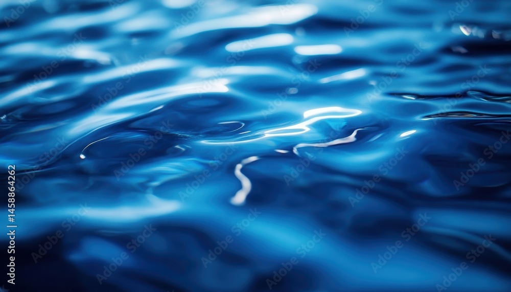 Aufkleber detailed close up of rippling blue water surface with reflections and liquid texture creates an abst