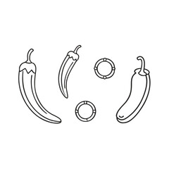 Green chili vegetable icon collection vector illustration