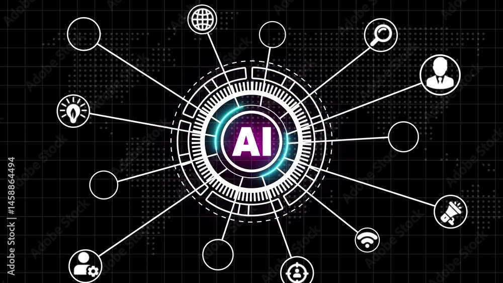 Poster ai learning and artificial intelligence concept. business, modern technology, internet and networkin