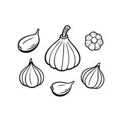Garlic ring shape veggie icons vector illustration