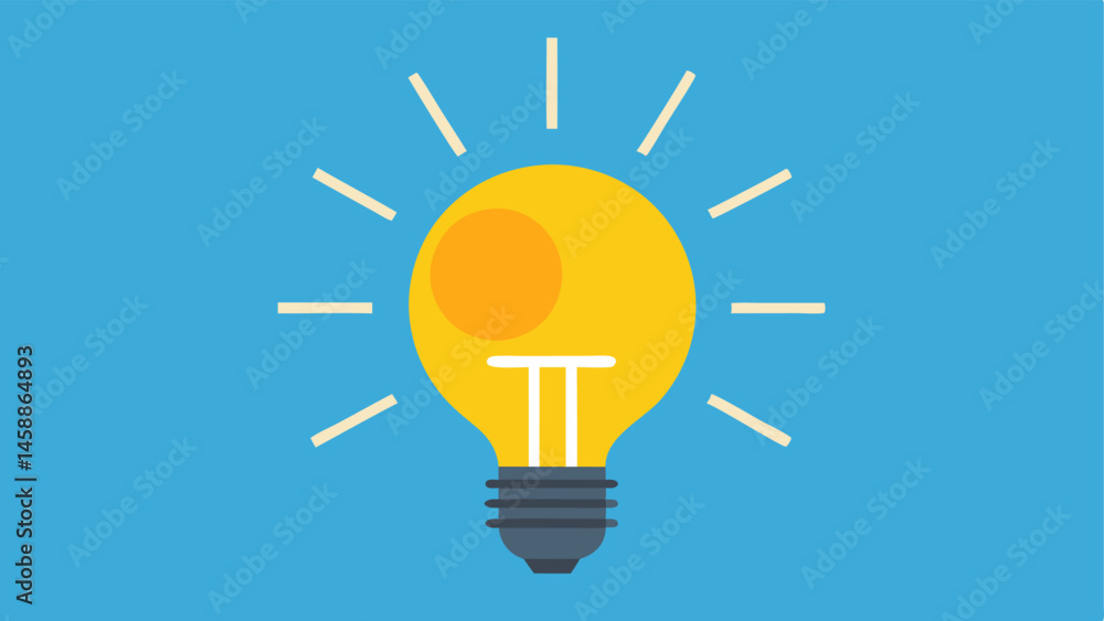 Poster solarpowered lightbulb a lightbulb with rays of sunlight shining down on it representing the use of 