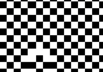 Fototapeta premium Black and white checkered pattern with a missing square, creating a visual puzzle and abstract design