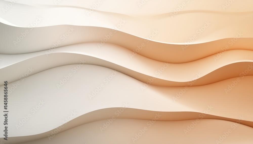 Poster Elegant White and Beige Wavy Abstract Background with Smooth Texture and Subtle Gradient Perfect for Modern Designs and Stylish Art Projects