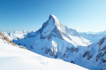 Obraz premium Snow-covered mountain peak, pristine white canvas, ice, texture, panorama
