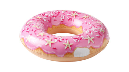 Pink inflatable donut pool float with sprinkles