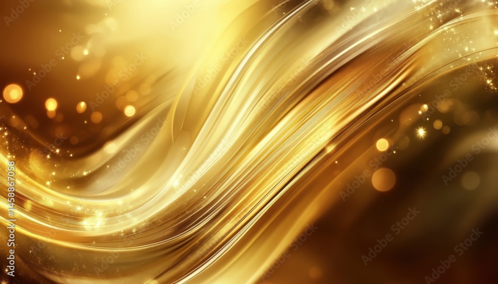 Aufkleber Gold Abstract Background with Glittering Waves in a Bokeh Light Effect an Opulent Design