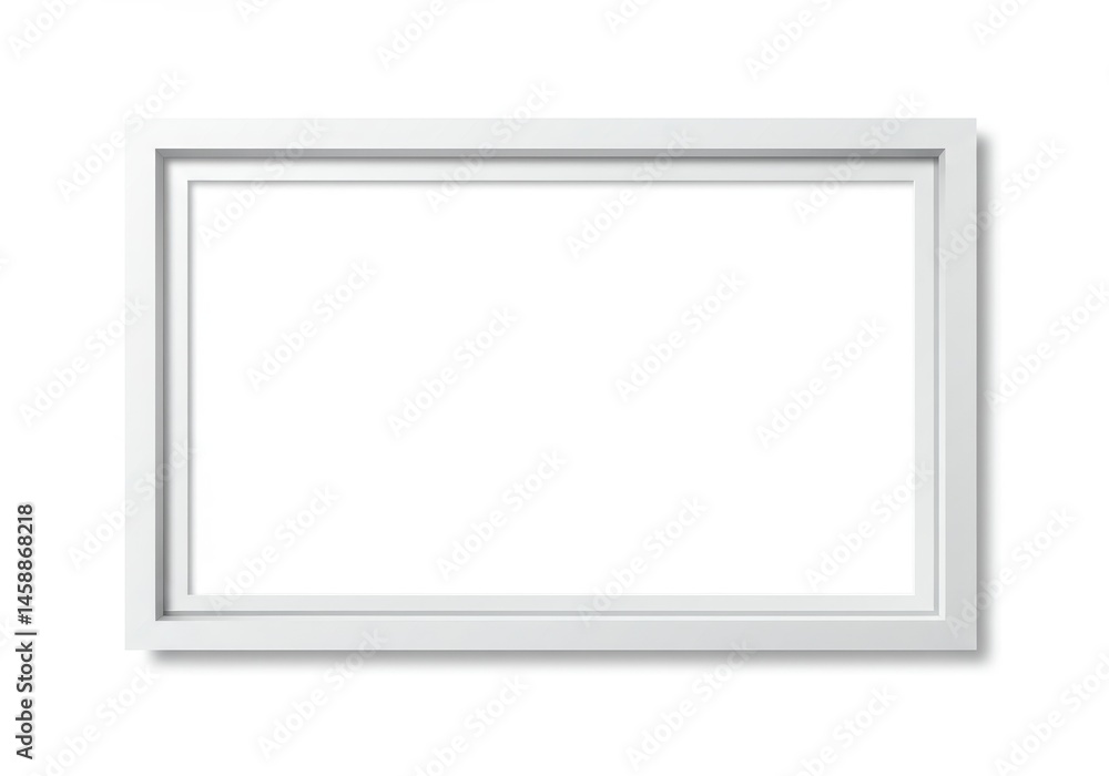 Poster a simple white rectangular frame with a double border and soft shadow on a white background