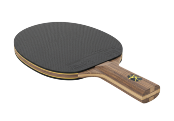 Ping Pong Paddle Elegance A walnut handle meets black rubber on a sleek blade