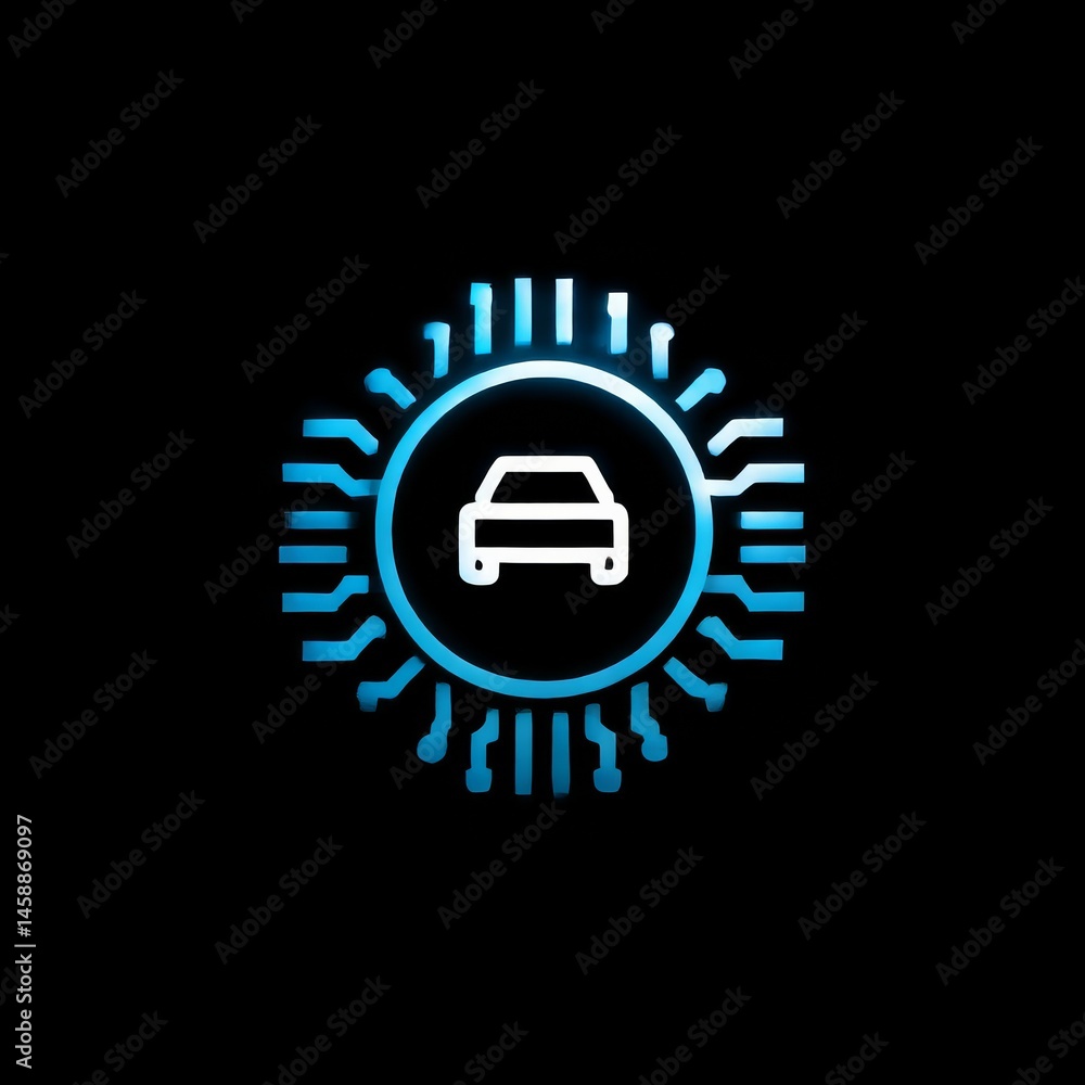 Poster autonomous vehicle technology: a neon blueprint for the future of smart cars and automated driving s