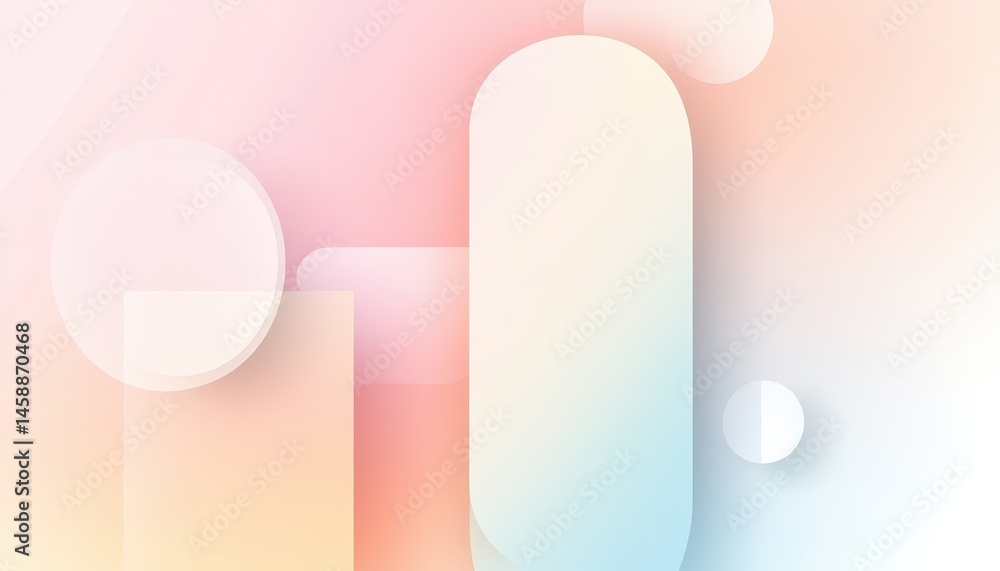 Aufkleber Soft Pastel Abstract Geometric Shapes Background with Circles and Rectangles in Gradient Colors for Modern Minimalist Design and Decorative Presentation