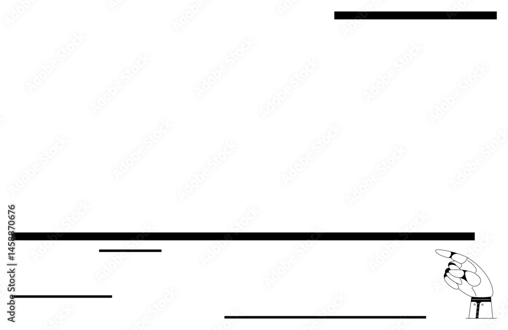 Poster outlined hand pointing amidst structured horizontal lines implying guidance, choices, and structured