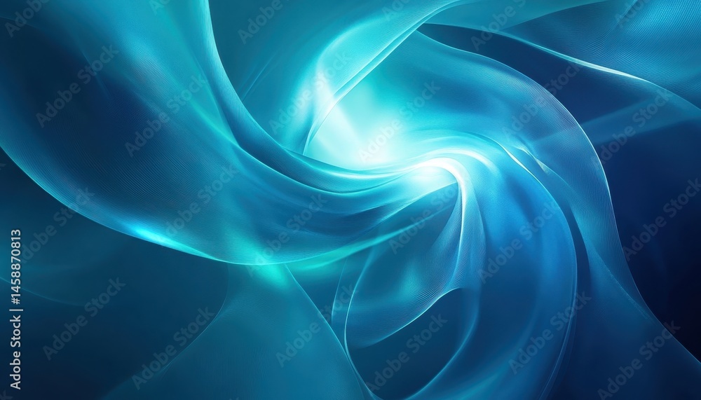 Poster Swirling Light Blue Abstract Background with Dynamic Wave Pattern and Luminous Glow Effect in a Modern Digital Design