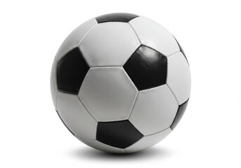 Fototapeta premium Classic soccer ball with black pentagons and white hexagons isolated on a clean white background