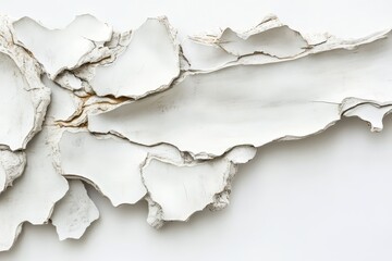 Abstract textured surface of chipped white material.