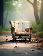 Fototapeta premium Ripped old armchair in lost place