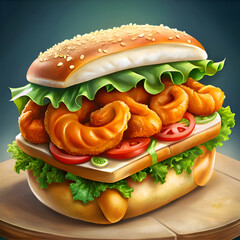 Shrimp Po Boy Sandwich. A Delicious and Appetizing Treat