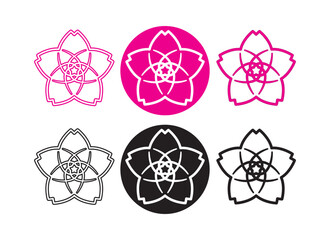 Illustration vector concept of cherry blossom flower or sakura symbol logo icon © Kitichan