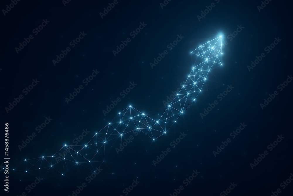 Poster digital technology arrow illustrating growth and success in business data trading and financial anal