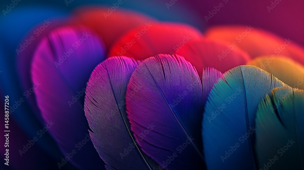 Aufkleber abstract chromatic feather ensemble with gradient colors and macro focus