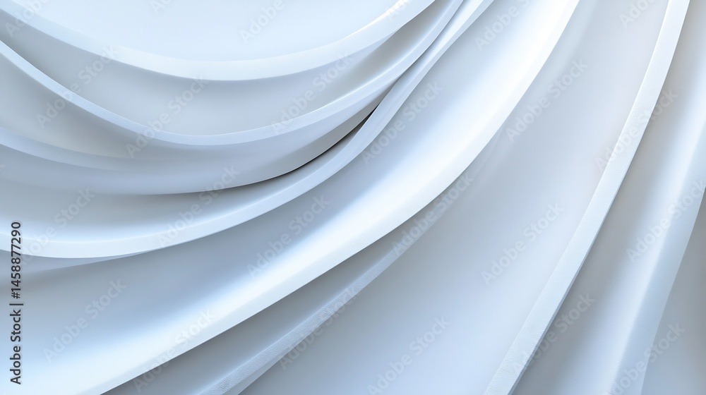 Poster abstract light blue and white curved layers creating a flowing, elegant, and minimalist design. perf