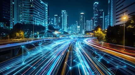 Naklejka premium Electric Veins of a Smart City Network