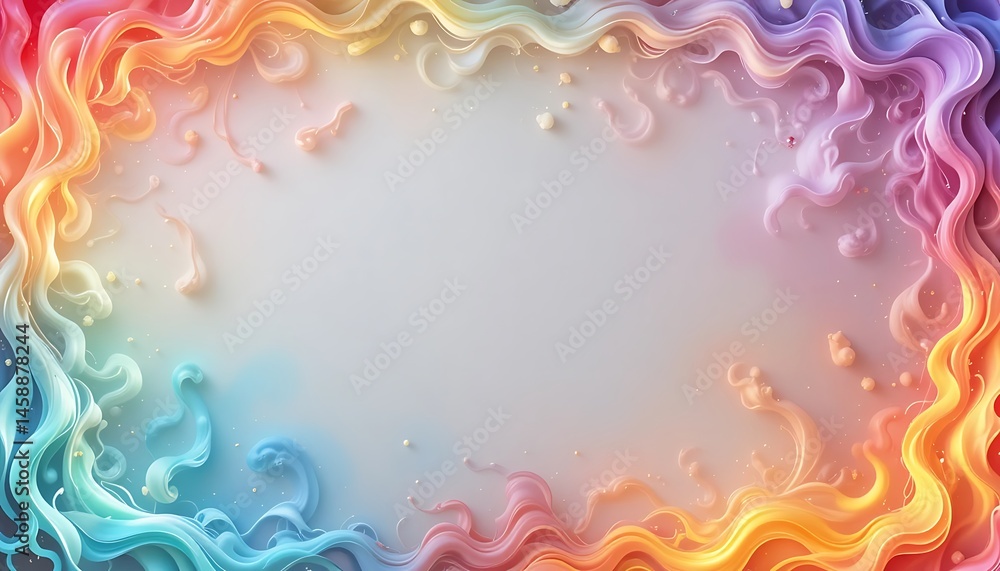 Poster abstract colorful border with swirling patterns and space for text
