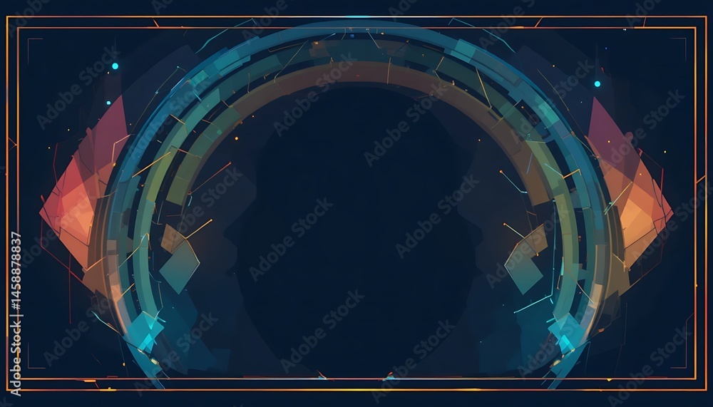 Aufkleber abstract geometric design with circular elements and modern dark background