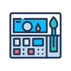 Fototapeta premium Digital Art Tools Panel Icon Representing Graphic Design and Creative Software Interface
