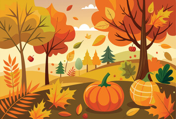 Naklejka premium Fall Leaves Scenery