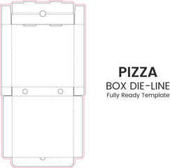 Pizza Box Dieline Template, pizza box dieline ,box design,Pizza Packaging Box Die-cut