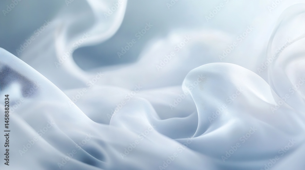 Poster Abstract image of flowing, light blue silk fabric with soft, gentle folds and waves, creating a serene and elegant texture. : Generative AI