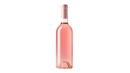 Elegant Pink Wine Bottle Isolated on White Background - Full Depth of Field