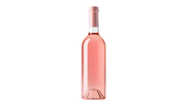 Elegant Pink Wine Bottle Isolated on White Background - Full Depth of Field