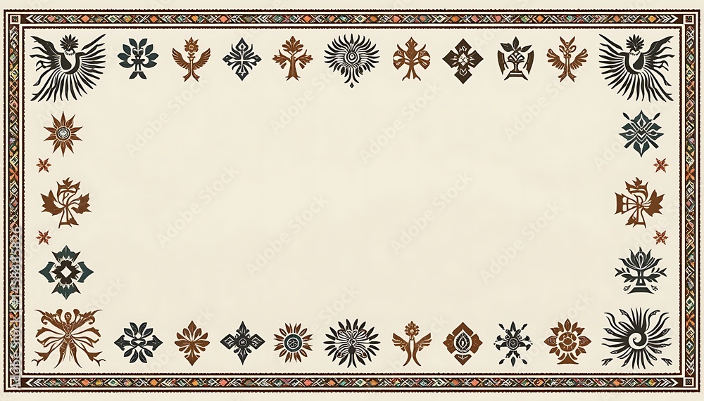 Poster decorative border with ornamental elements and frame for text or design