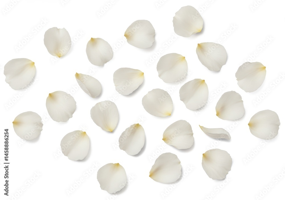 Aufkleber scattered white flower petals arranged on a plain background creating a delicate and airy compositio