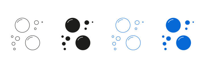 Bubble And Circle Icons Line And Solid Icon Set. Soap Bubble And Circular Geometric Shapes Symbol Collection. Isolated Vector Illustration