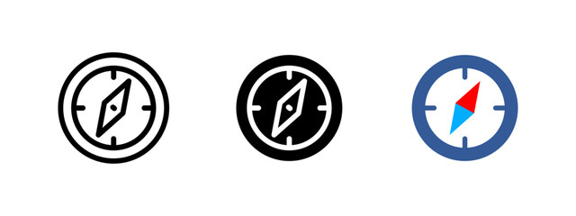 Compass icon. Circular navigation tool with directional arrow vector illustration. Travel guide and location orientation symbol. Pathfinding and map direction. Exploration and positioning pictogram.