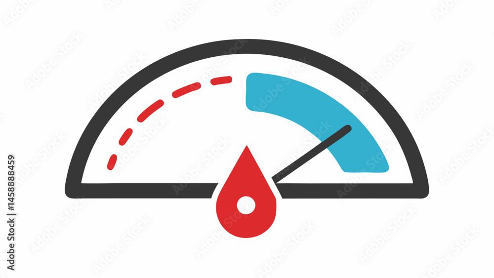 Poster hydration meter an icon of a meter or gauge with a needle pointing towards full indicating maximum h