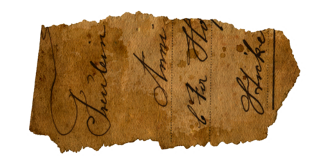 Vintage Torn Paper With Ink Handwriting On Brown Background. Aged Scrapbooking Element, Perfect For Junk Journal Or Vintage Collage