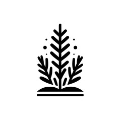 Minimalist Black & White Pine Tree Icon, Winter Theme