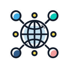 Global Network Connection Icon Representing Worldwide Connectivity and Digital Communication